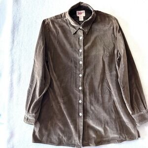 Vtg 90s Penny Lane Velour Shacket XL Shirt Jacket Y2K MOP Pearl Brown